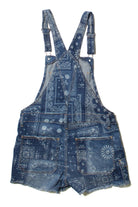 No Boundaries Juniors Bandana Print Overall Shorts