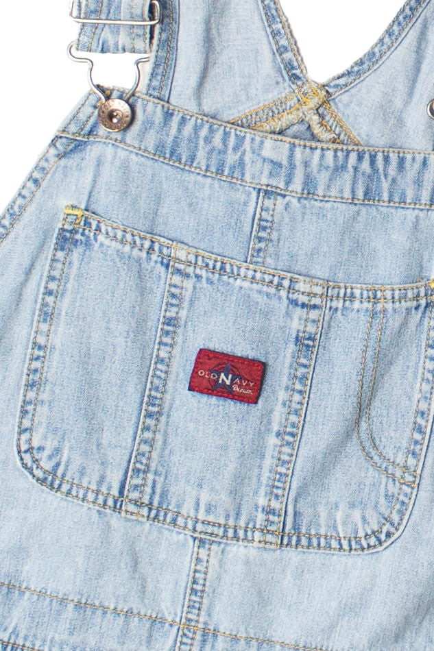 Vintage Light Wash Old Navy Carpenter Denim Overall Shorts (1990s)