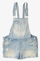 Light Wash Distressed Lei Denim Overall Shorts