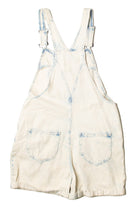 Light Acid Wash Pleated Denim Overall Shorts