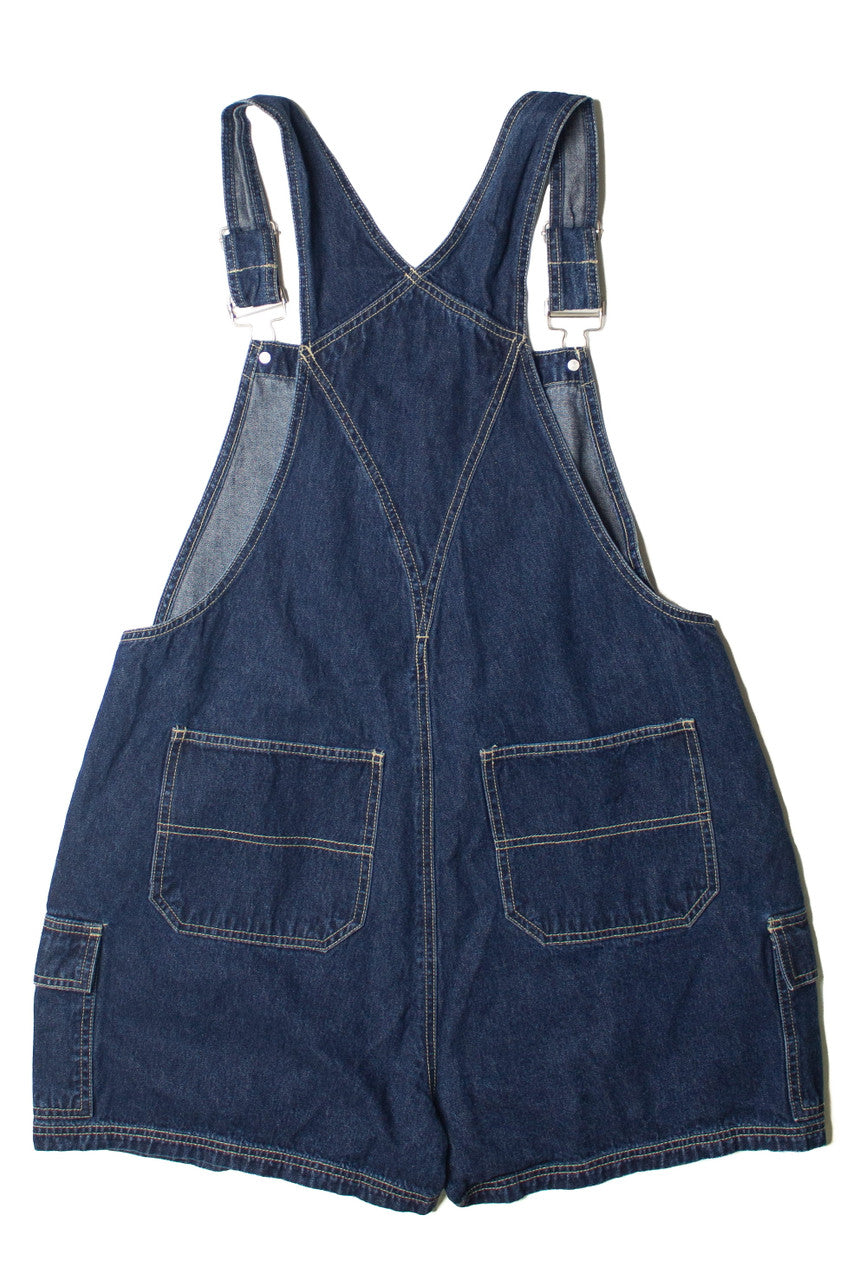 Dark Wash Cargo Denim Overall Shorts