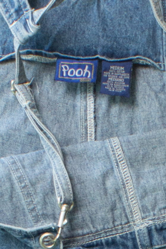 Vintage Pooh Garden Denim Overall Shorts (1990s)