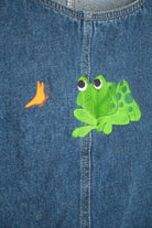 Vintage Embroidered Frogs Denim Overall Shorts (1990s)