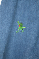 Vintage Embroidered Frogs Denim Overall Shorts (1990s)