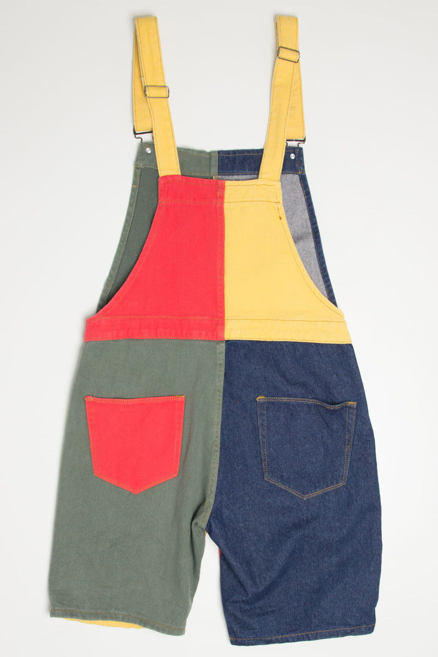 Vintage Color Blocked Denim Overall Shorts (sz. S)