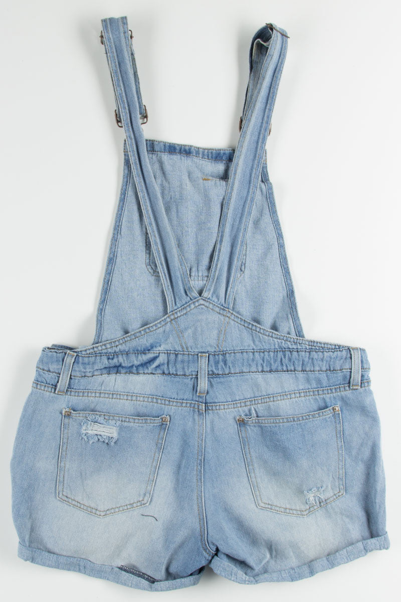 Distressed Lei Denim Overall Shorts