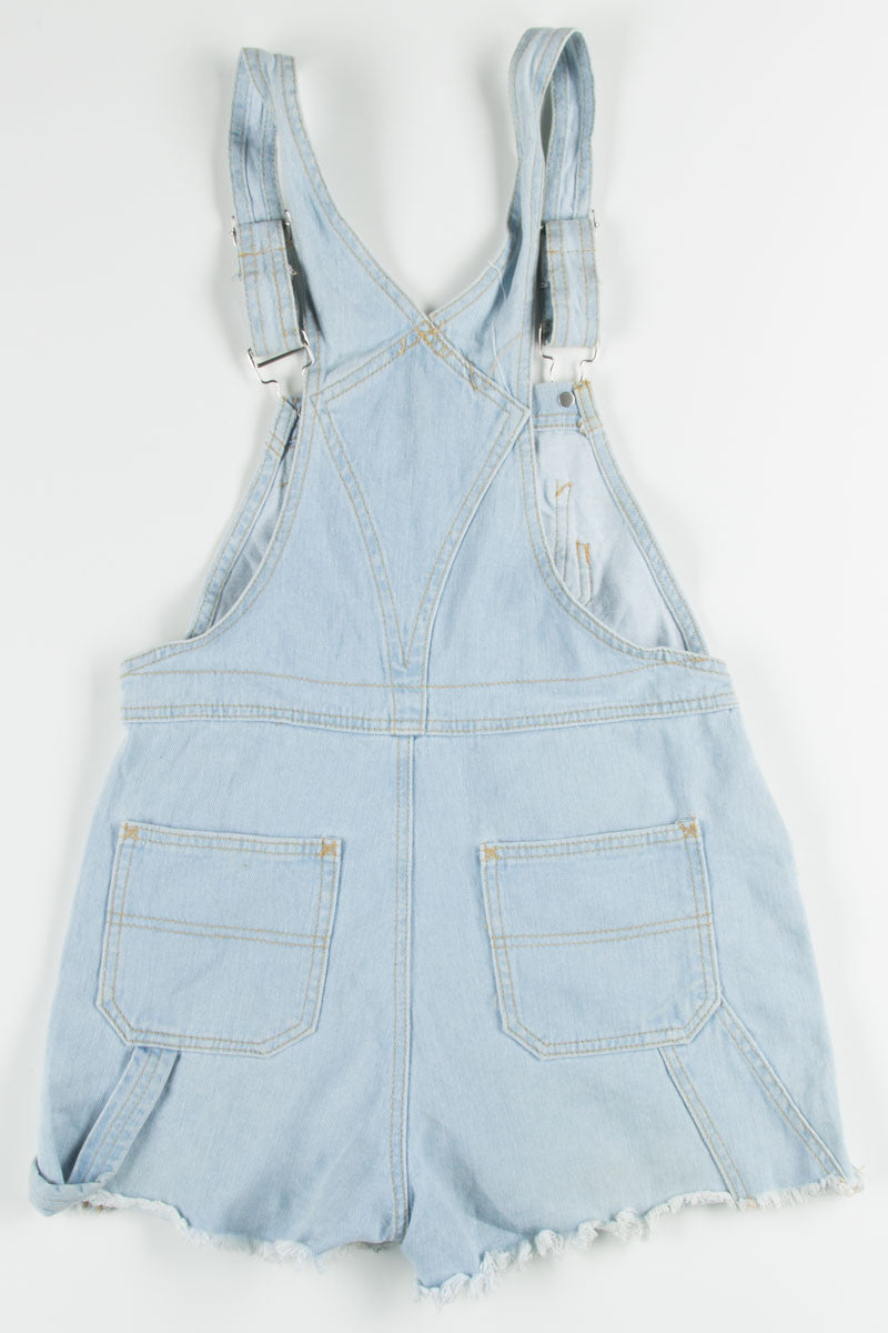 Light Wash Distressed Denim Overall Shorts (sz. S)