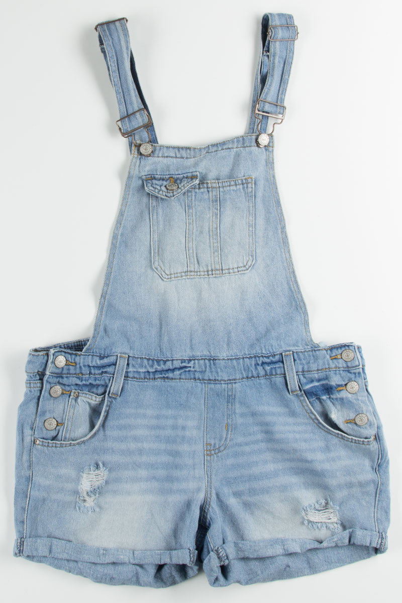 Distressed Lei Denim Overall Shorts