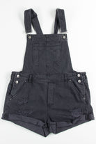 Black Distressed Denim Overall Shorts (sz. 12)