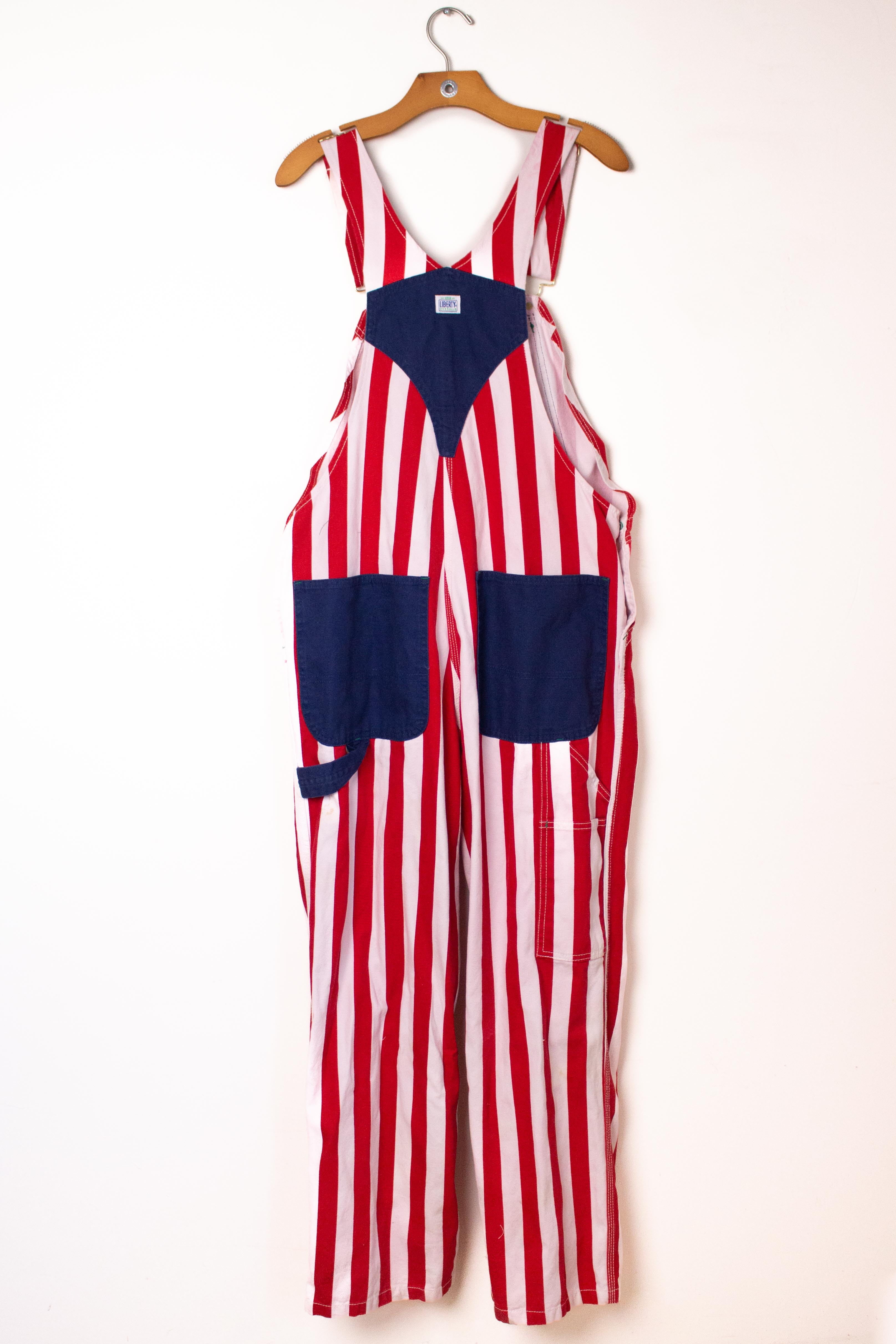 Vintage Red Striped Liberty Denim Overalls (2000s)
