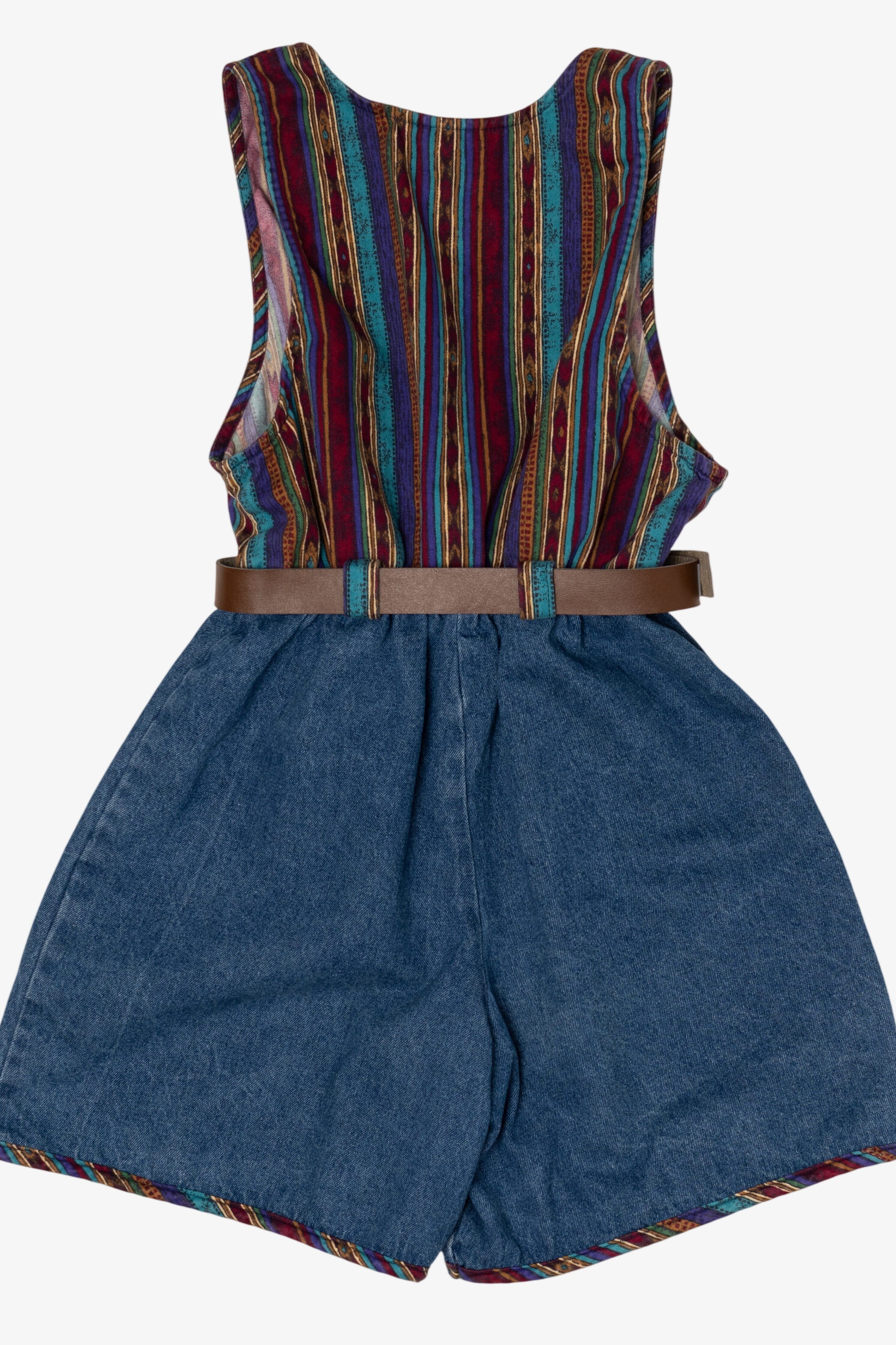 Vintage Kid Size Jazz Kids Denim Belted Romper (1980s)