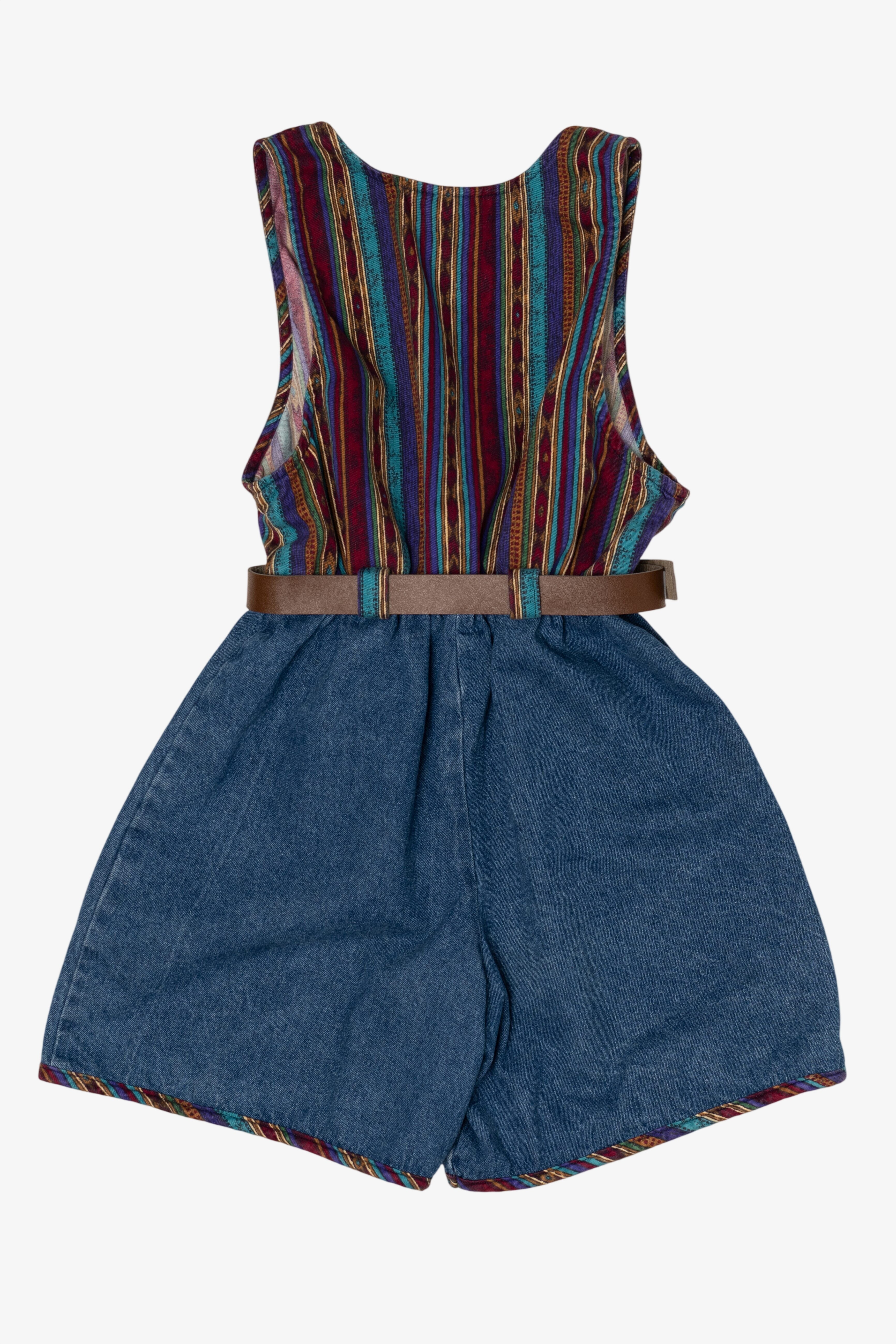 Vintage Kid Size Jazz Kids Denim Belted Romper (1980s)