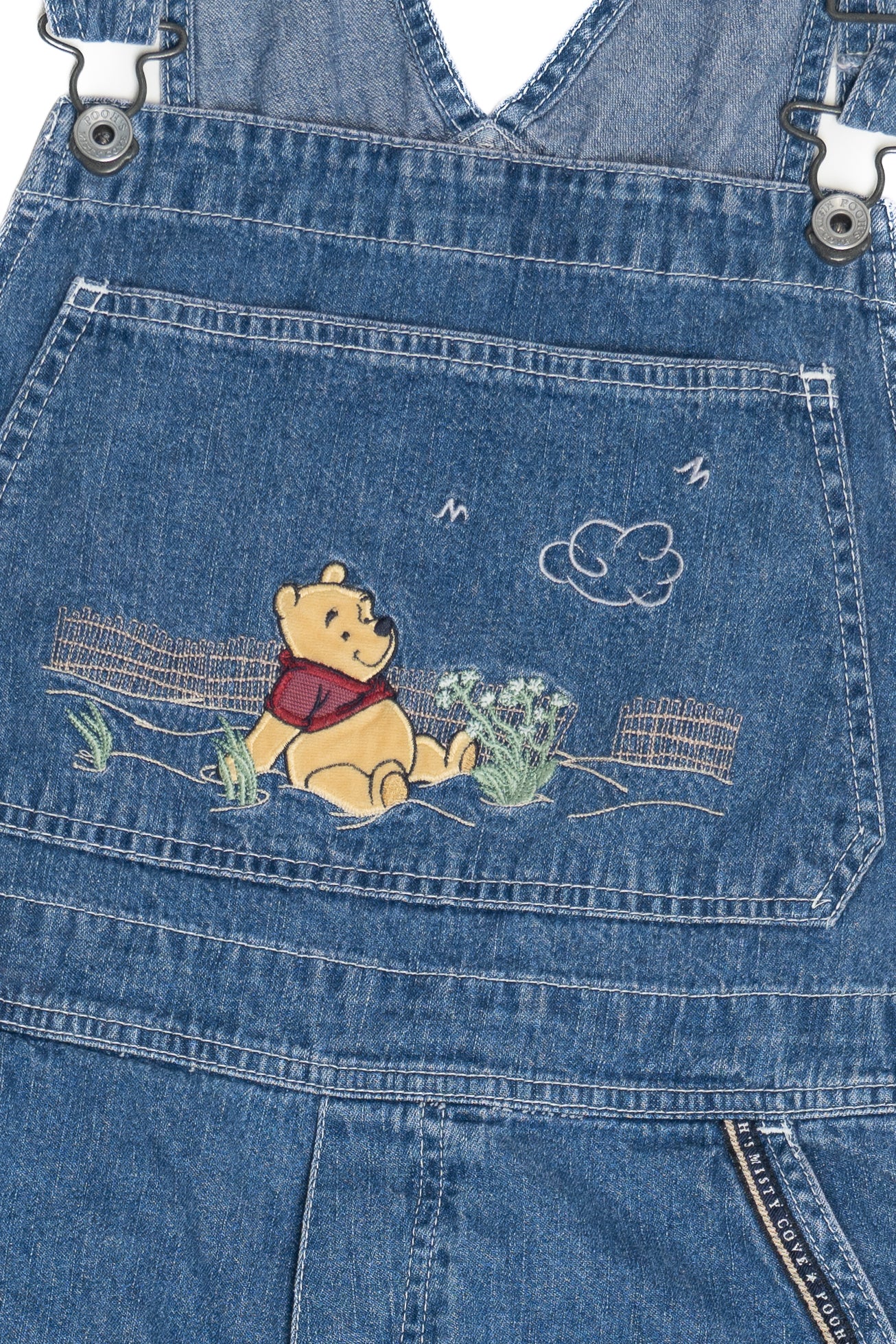Vintage Winnie The Pooh Misty Cove Embroidered Denim Overalls (1990s)