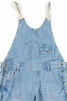 Light Wash Distressed Denim Overalls 2