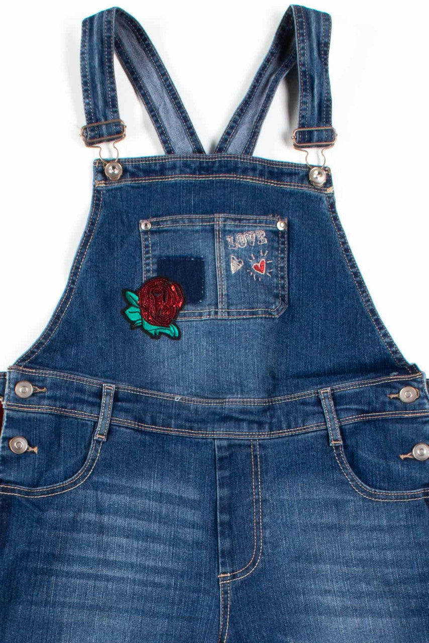 Floral Embroidered Denim Overalls (sz. XL 14-16)