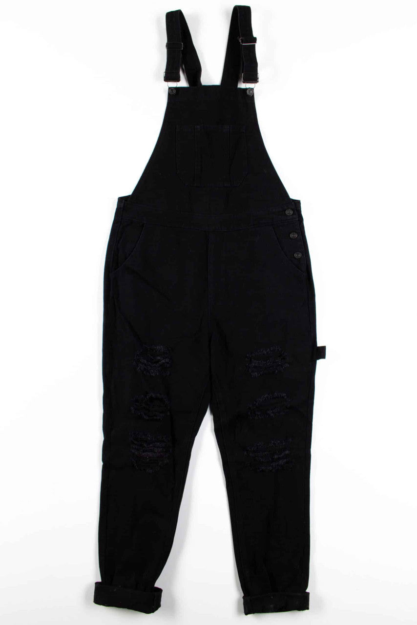 Black Distressed Overalls (sz. Medium)
