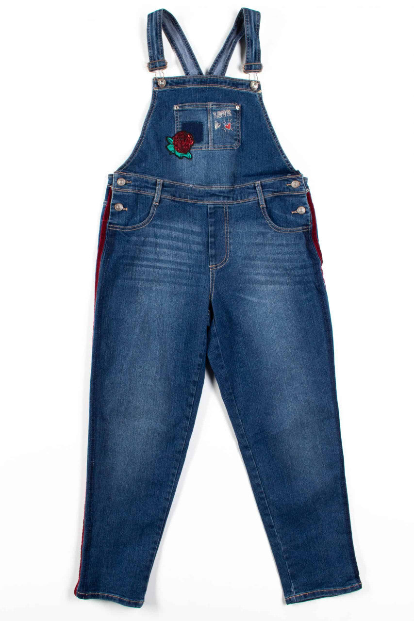 Floral Embroidered Denim Overalls (sz. XL 14-16)