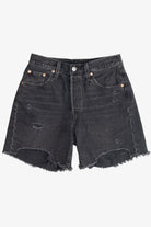 Levi's Premium 501 Distressed Faded Black Cut Off Denim Shorts (2020s)