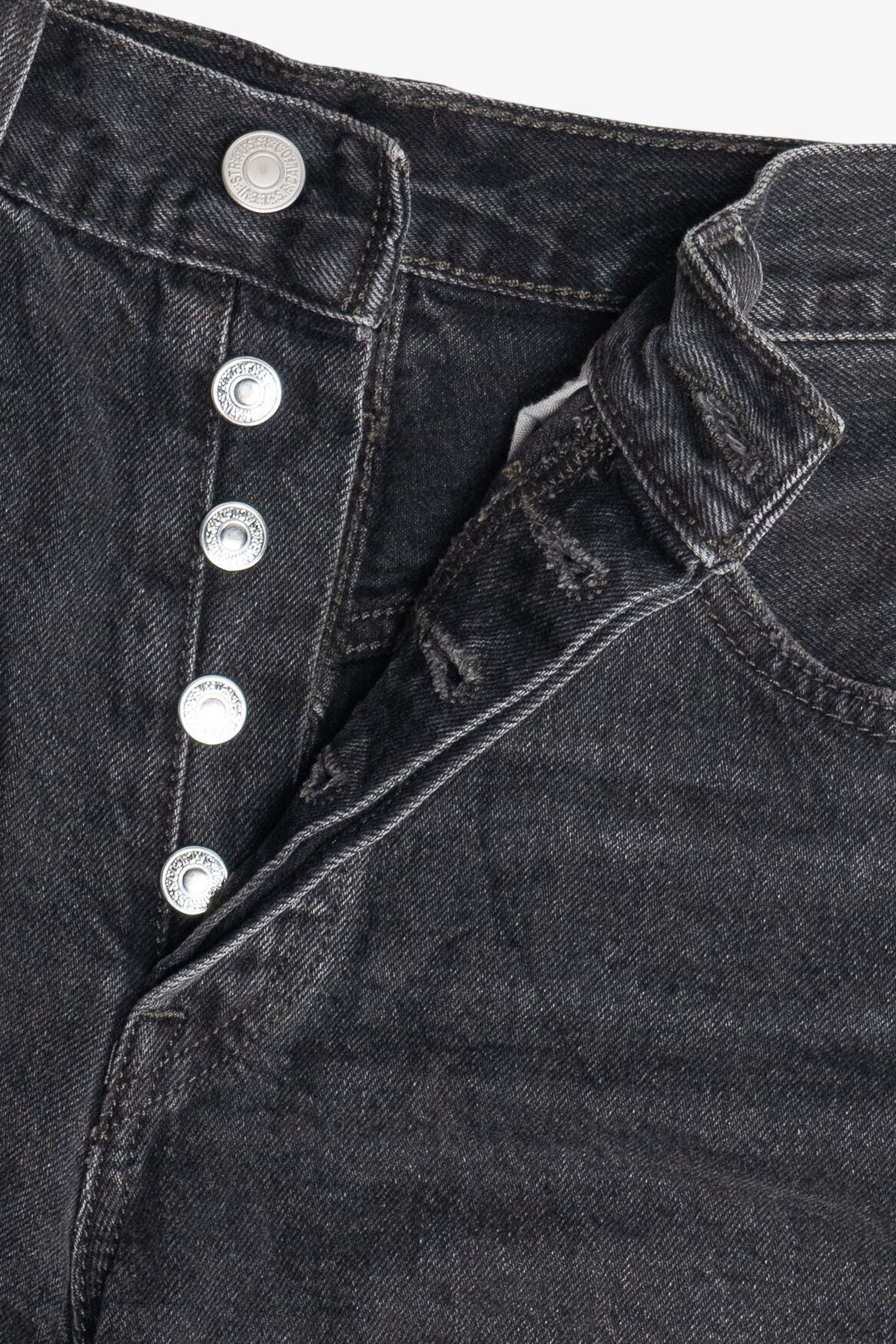 Levi's Premium 501 Distressed Faded Black Cut Off Denim Shorts (2020s)