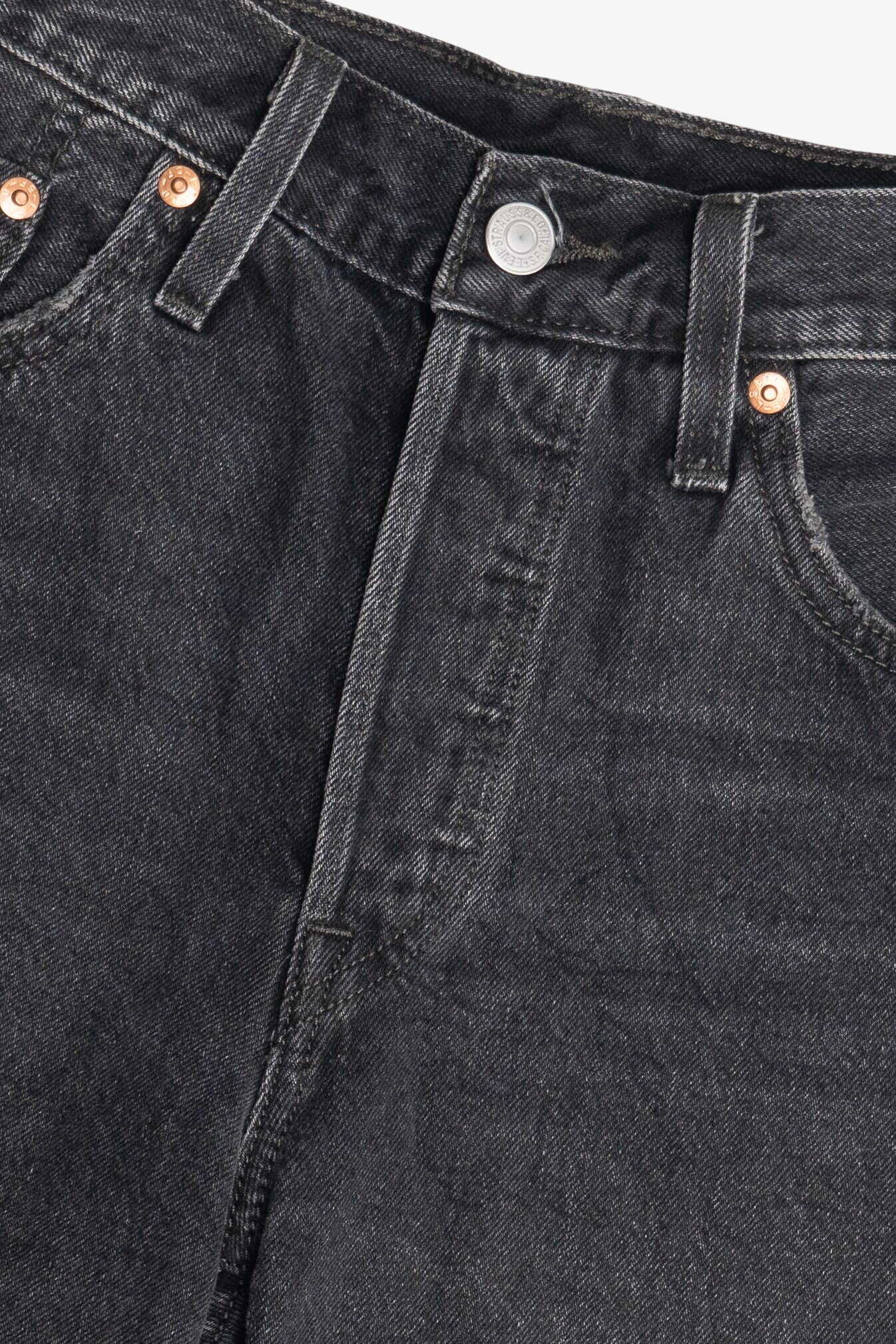 Levi's Premium 501 Distressed Faded Black Cut Off Denim Shorts (2020s)