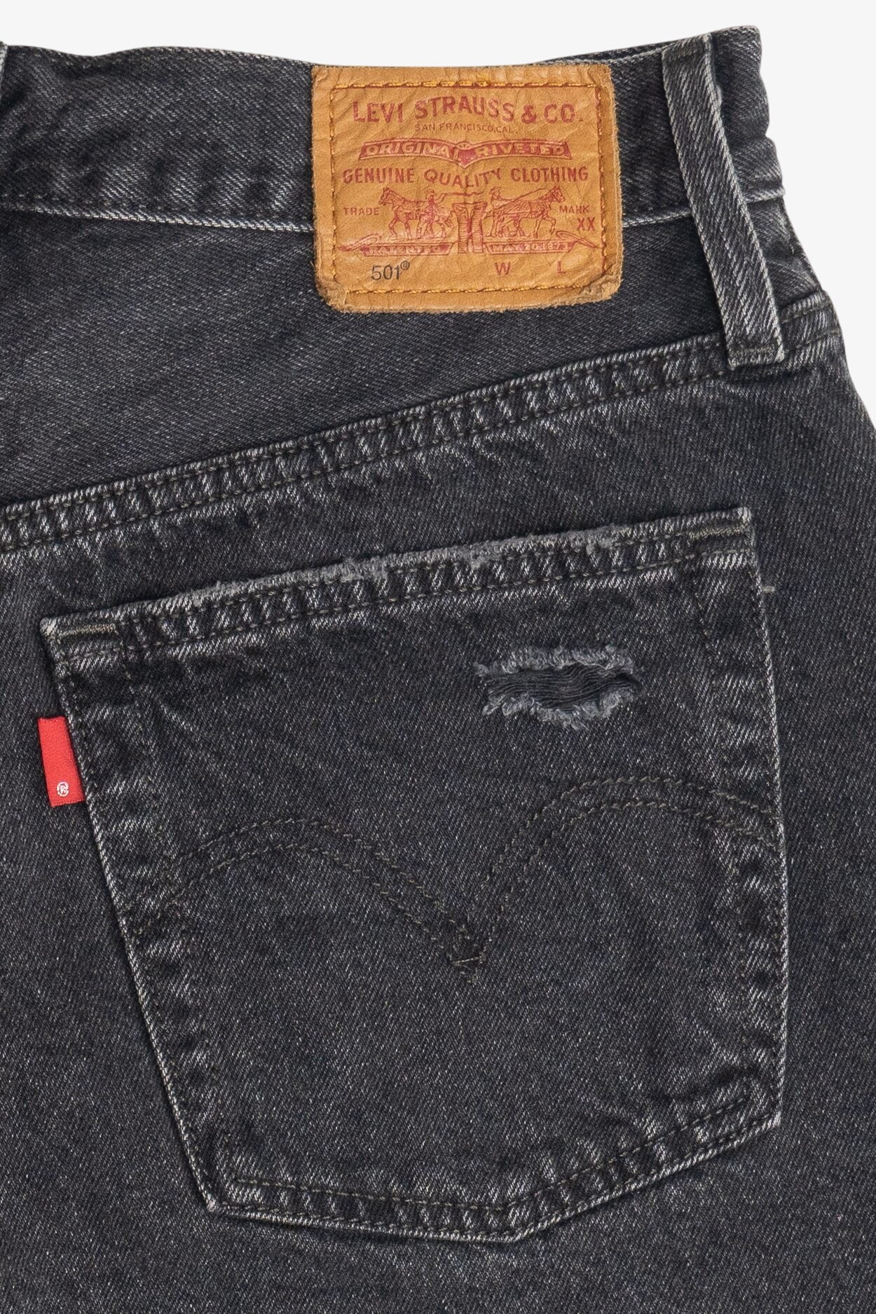 Levi's Premium 501 Distressed Faded Black Cut Off Denim Shorts (2020s)