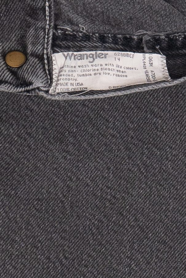 Vintage Wrangler Faded Black Distressed Denim Shorts (1990s)