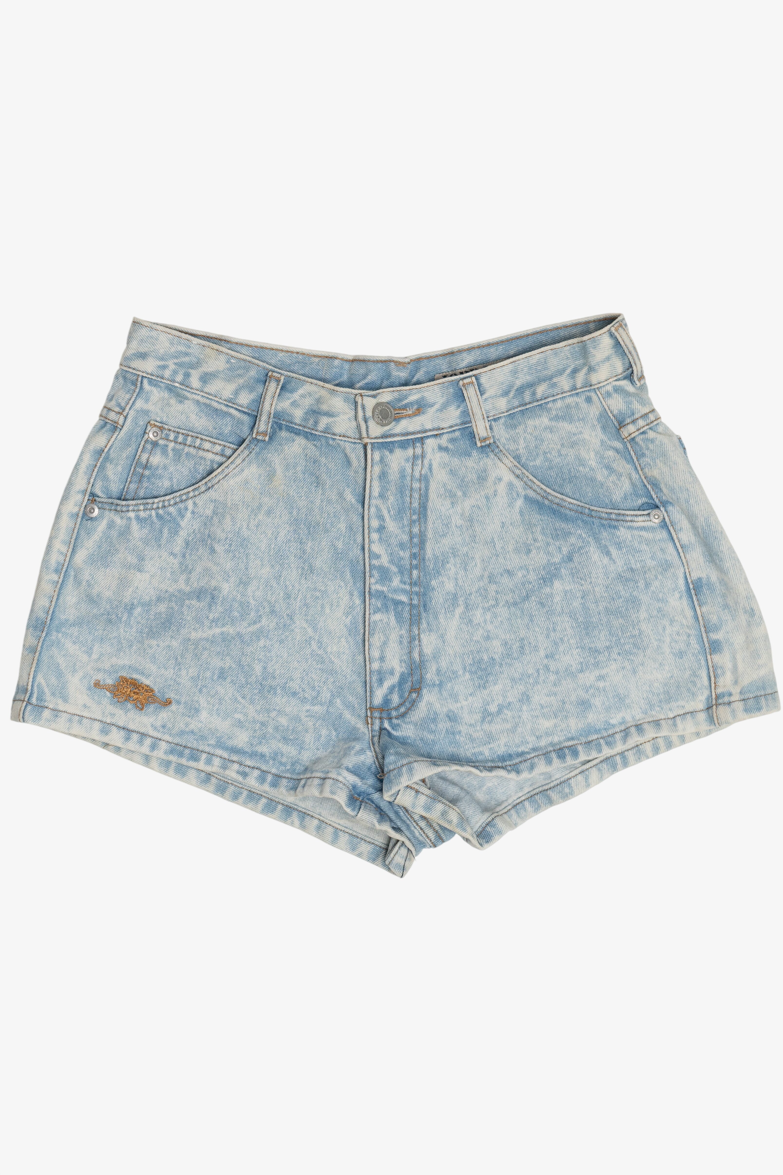 Vintage Jordache Acid Wash Embroidered Flair Denim Shorts (1990s)