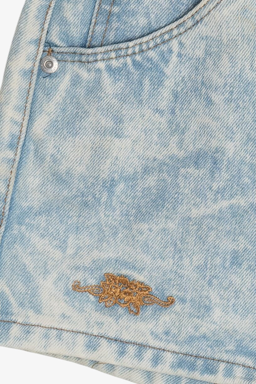 Vintage Jordache Acid Wash Embroidered Flair Denim Shorts (1990s)