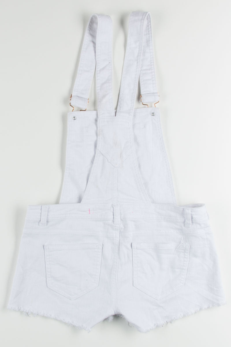 White with Copper Buttons Overall Shorts (sz. M)