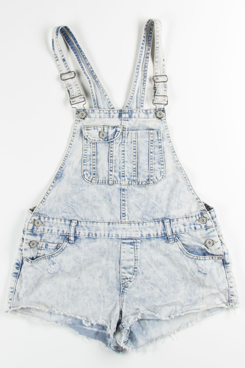 Acid Washed Cut Off Overall Shorts (sz. 10)