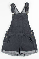 Black Cuffed Denim Overal Shorts (sz. M)