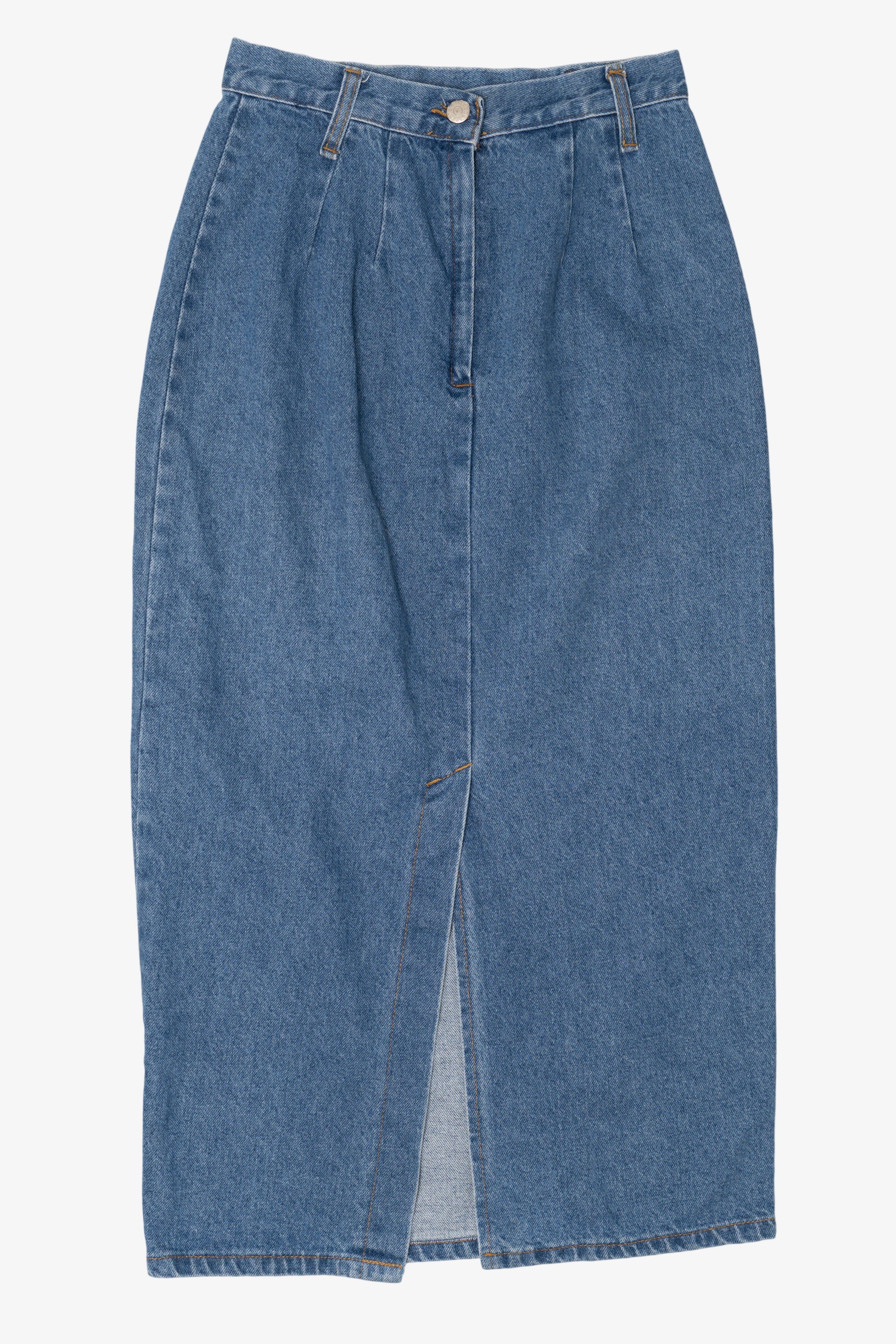 Vintage Mixed Blues Denim Maxi Skirt (1990s)