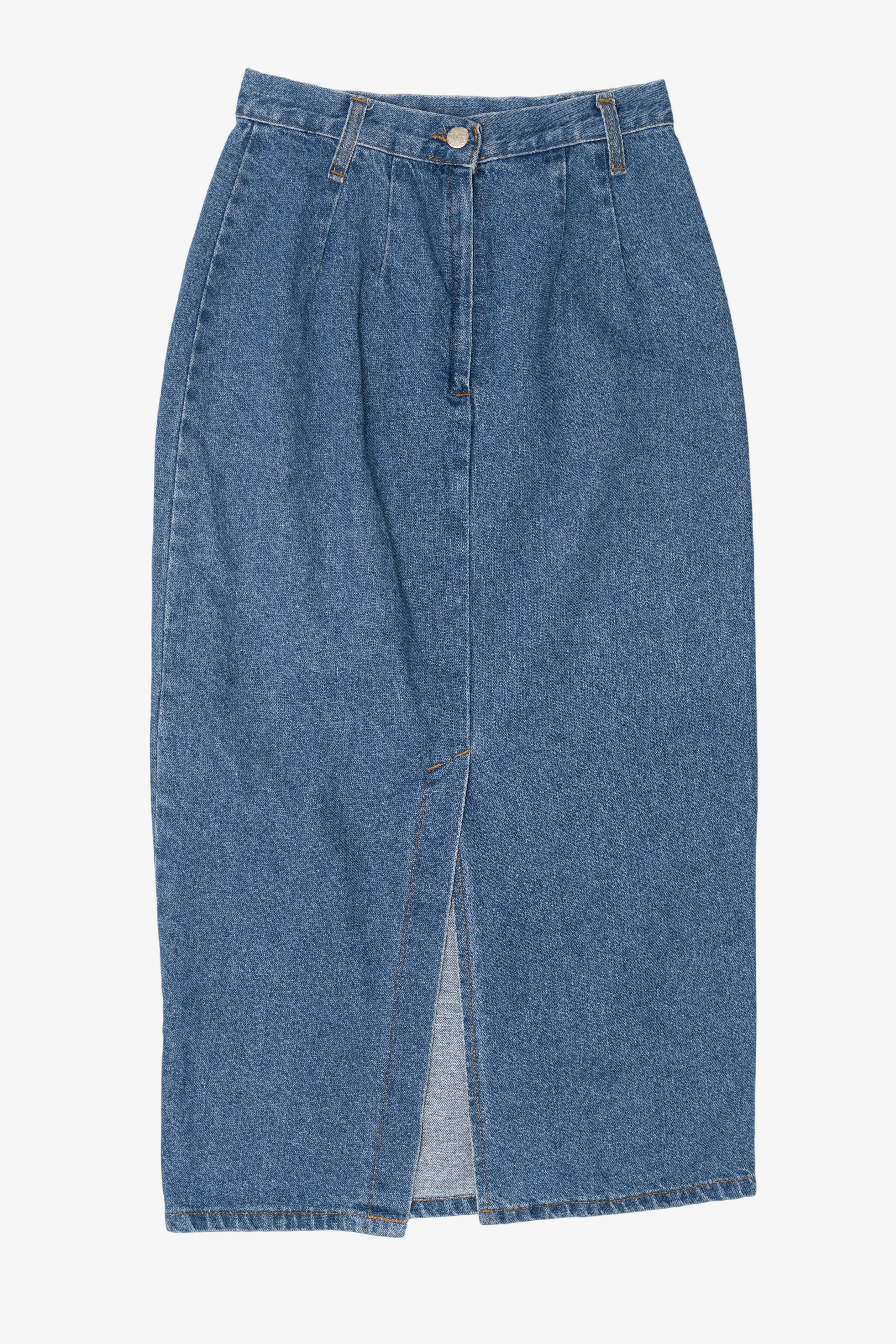 Vintage Mixed Blues Denim Maxi Skirt (1990s)