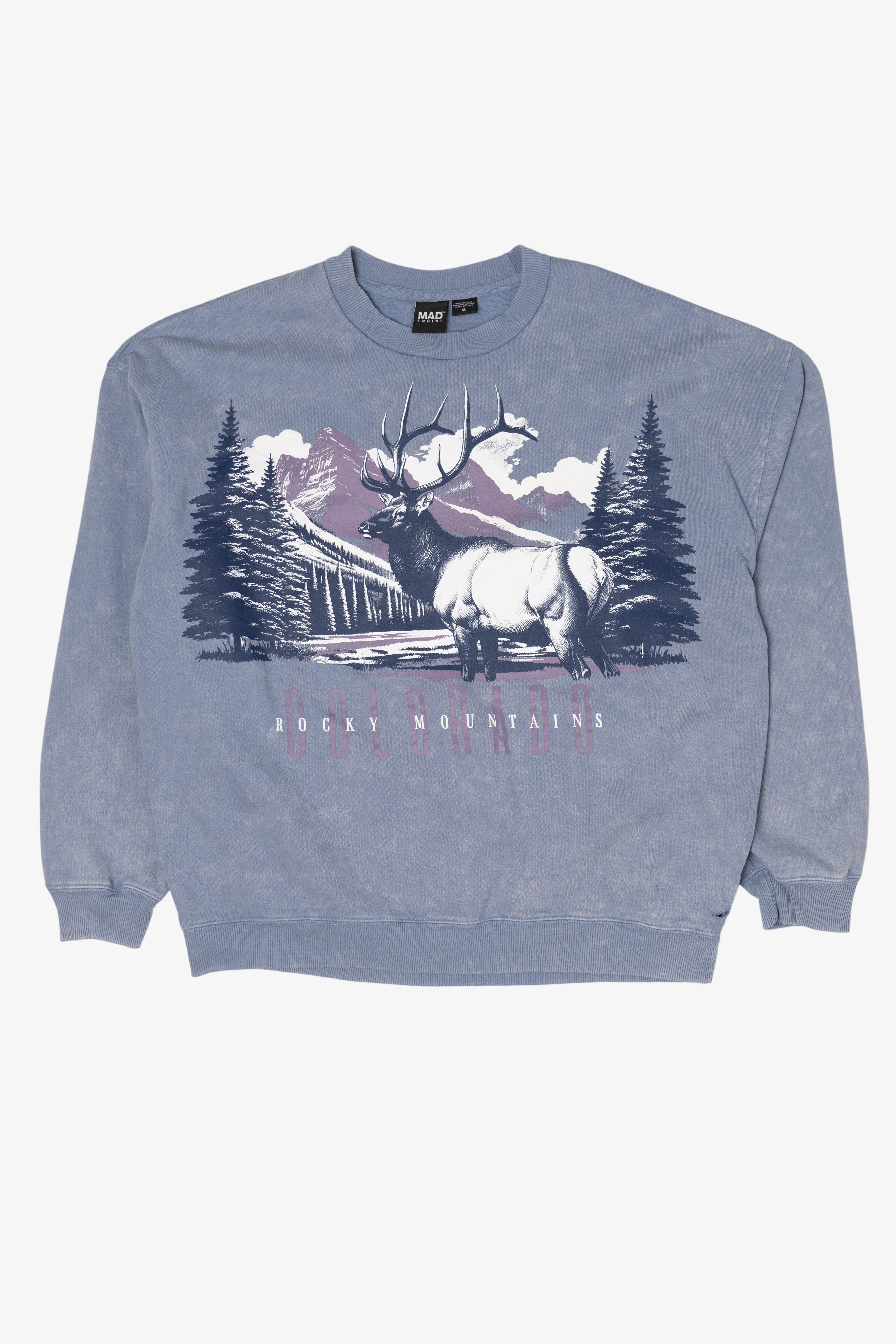 Blue Rocky Mountains Colorado Elk Wrap Around Sweatshirt