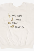 Vintage White "New York, Paris, Rome, Brawley" Tultex Raglan Sweatshirt (1990s)