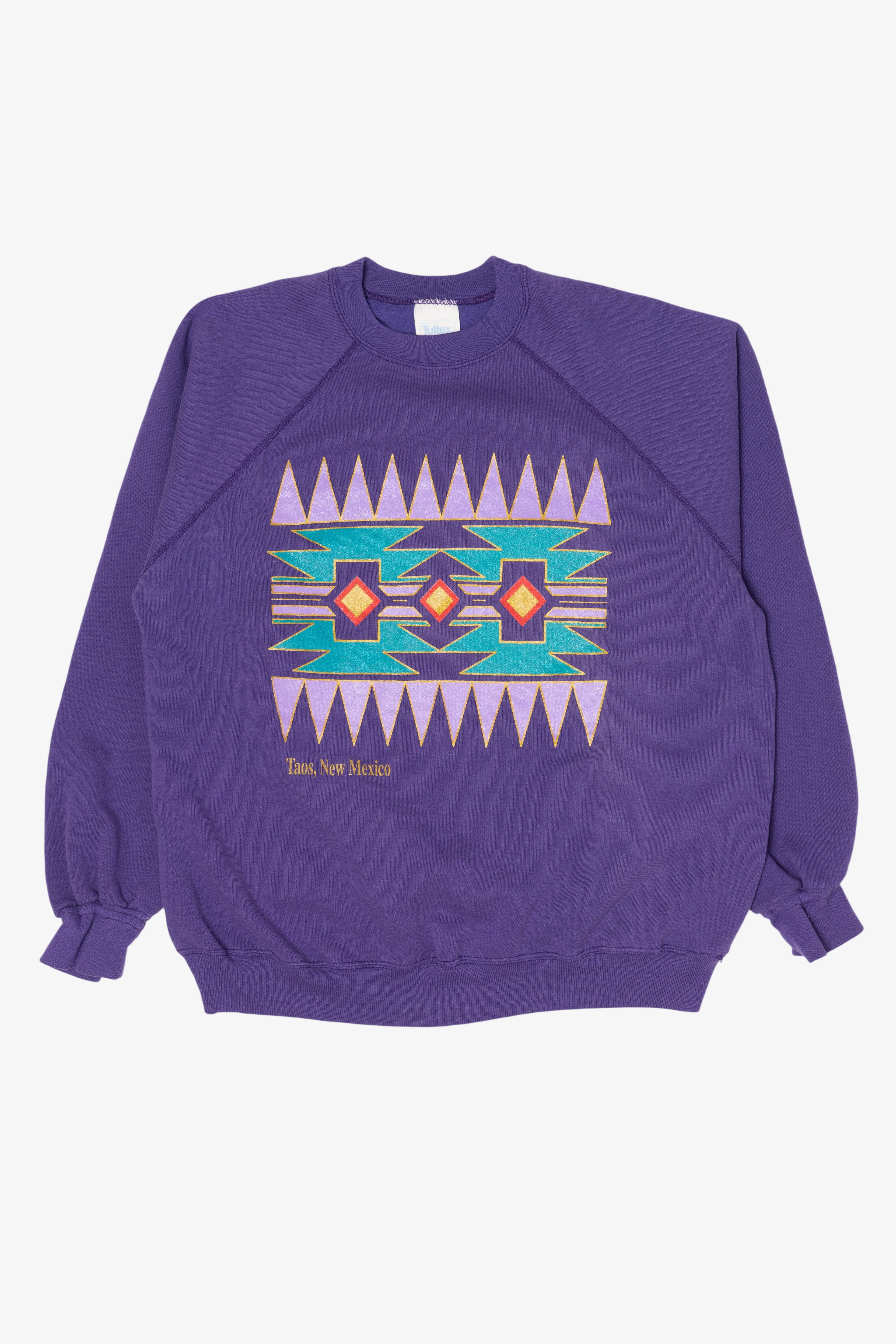 Vintage Purple Taos, New Mexico Southerwestern Pattern Tultex Sweatshirt (1990s)