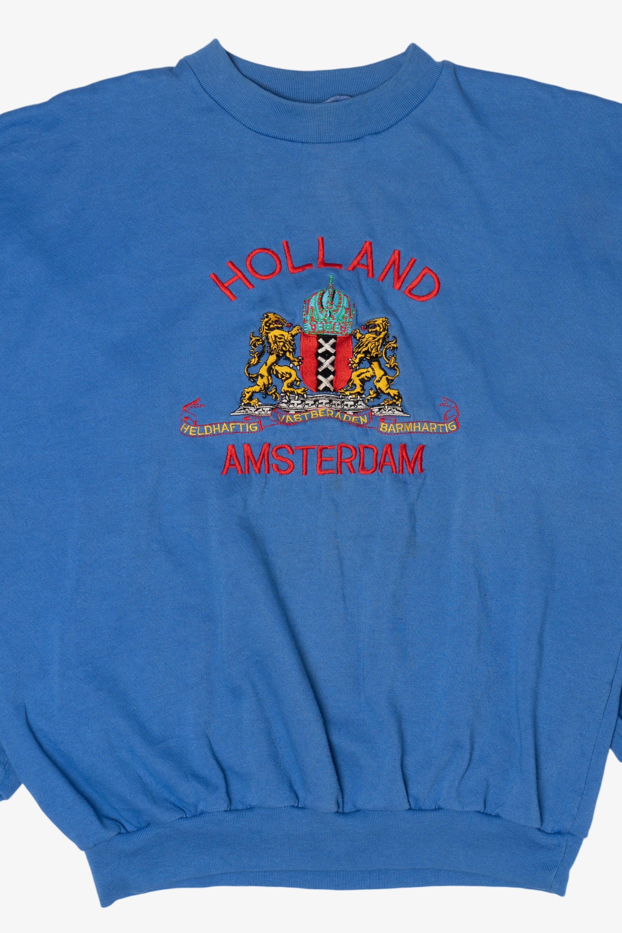 Vintage Blue Embroidered Holland Amsterdam Sweatshirt (1990s)
