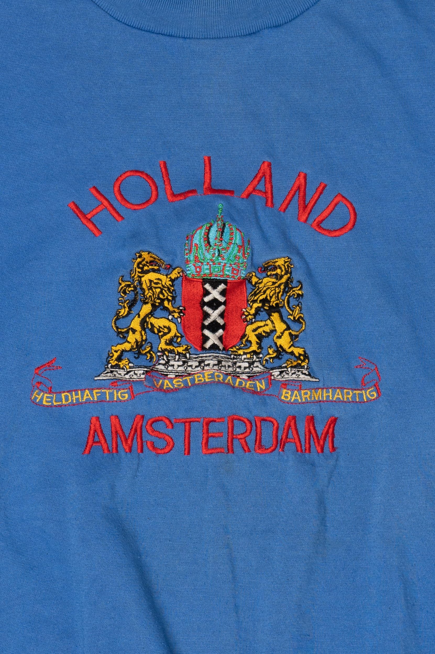 Vintage Blue Embroidered Holland Amsterdam Sweatshirt (1990s)