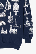 Vintage Navy Blue Michigan Lighthouses Sweatshirt (1990s)