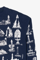 Vintage Navy Blue Michigan Lighthouses Sweatshirt (1990s)