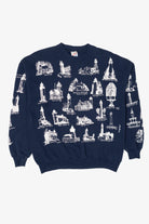 Vintage Navy Blue Michigan Lighthouses Sweatshirt (1990s)