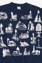 Vintage Navy Blue Michigan Lighthouses Sweatshirt (1990s)