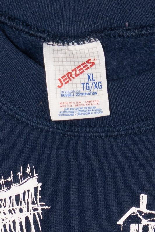 Vintage Navy Blue Michigan Lighthouses Sweatshirt (1990s)
