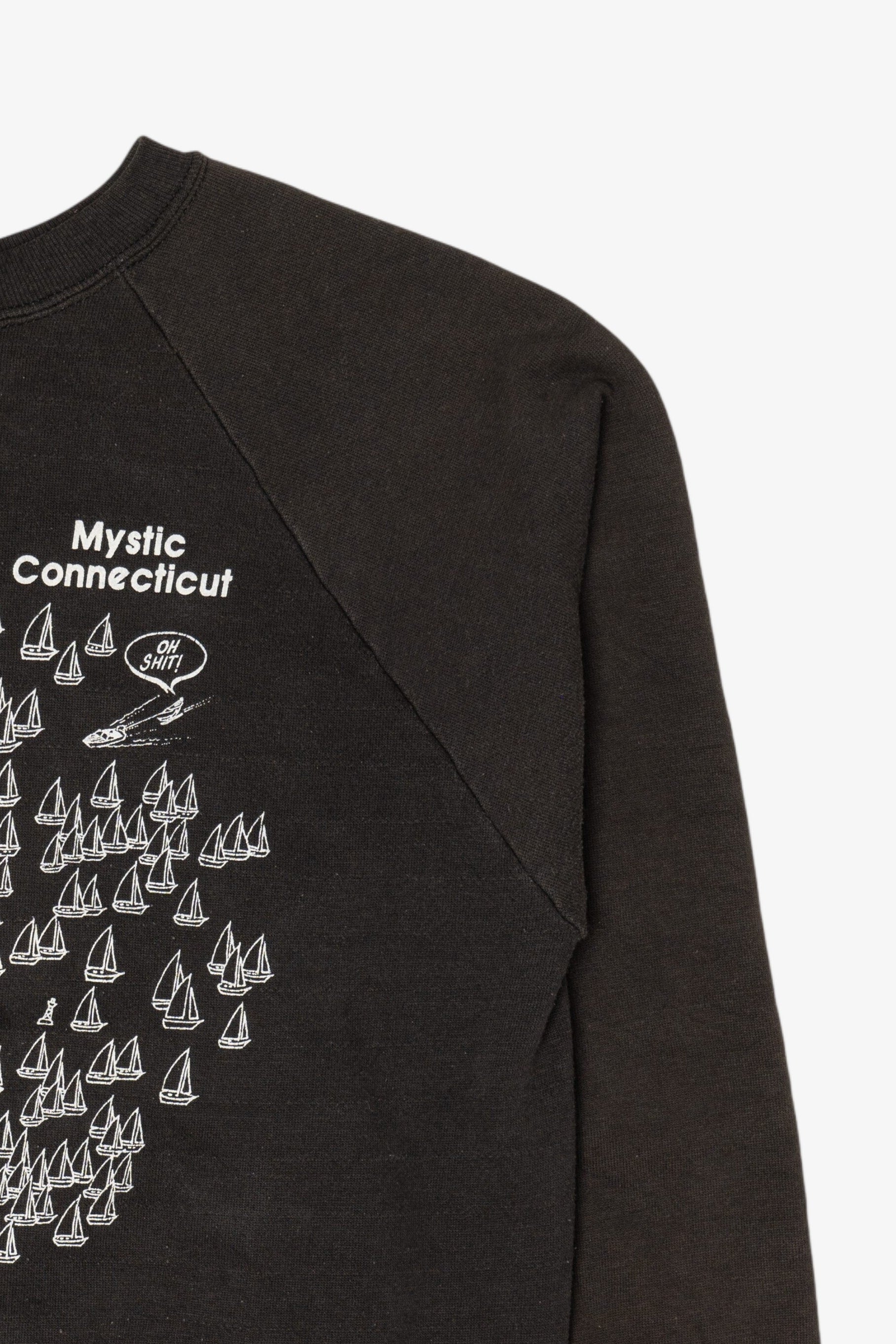 Vintage Mystic Connecticut Sailboats Funny Raglan Sweatshirt (1980s)