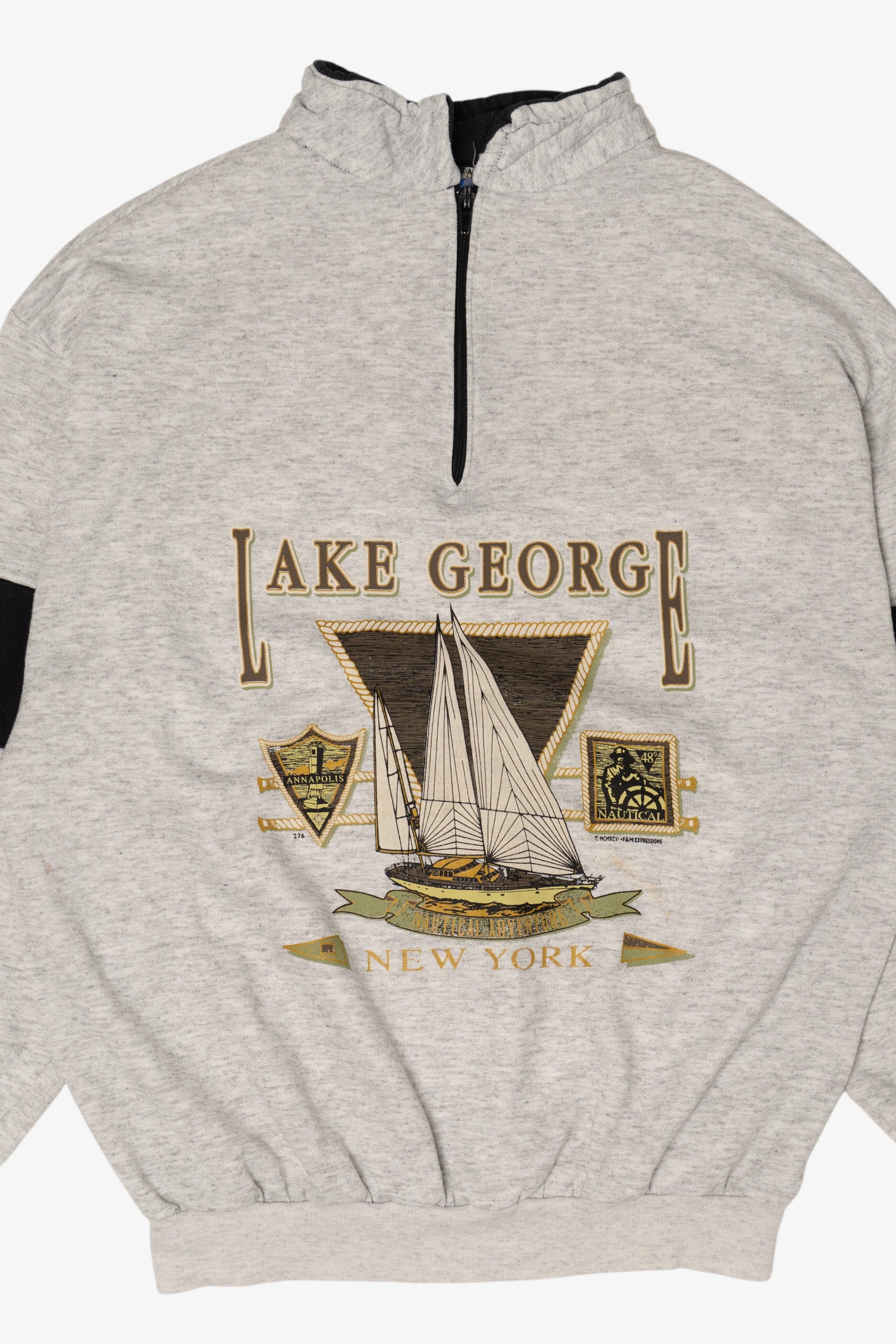 Vintage Lake George New York Quarter Zip Sweatshirt (1990s)