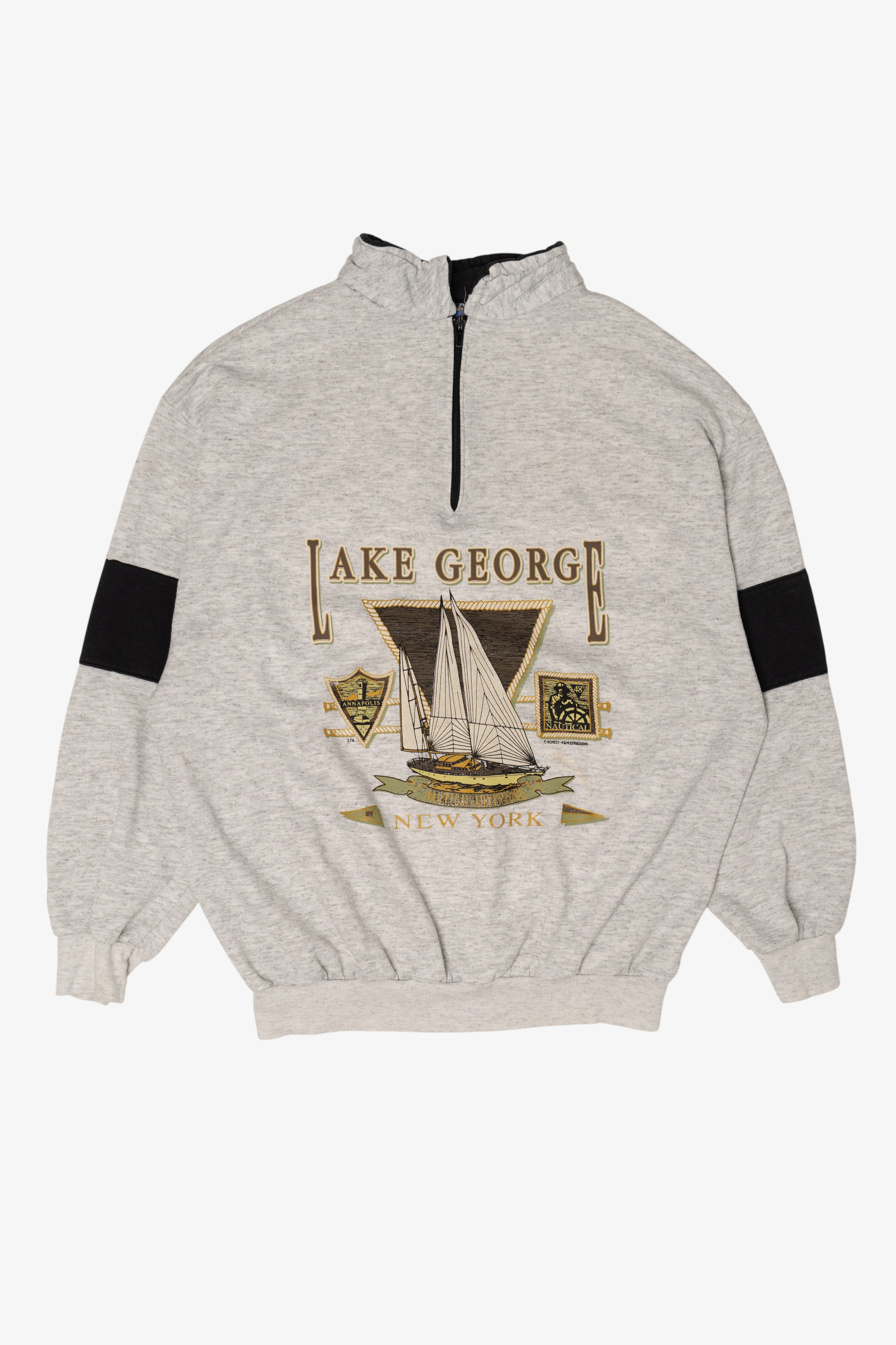 Vintage Lake George New York Quarter Zip Sweatshirt (1990s)