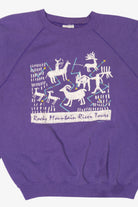 Vintage Purple Rocky Mountain River Tours Raglan Sweatshirt (1990s)