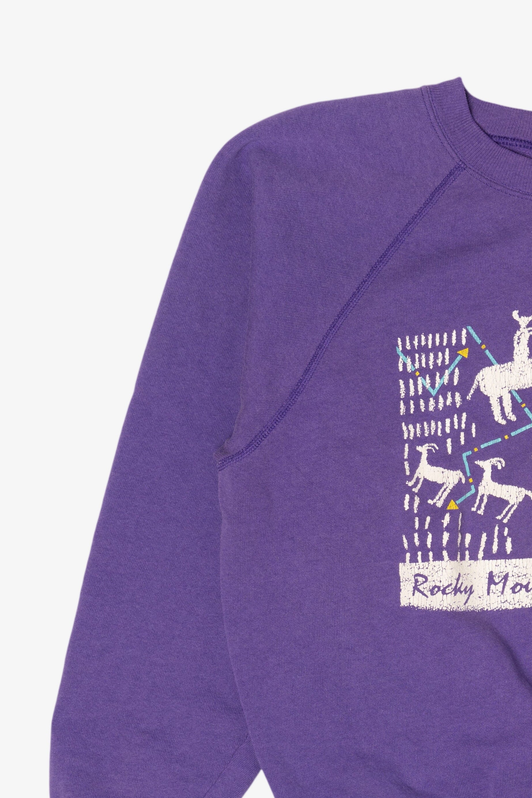 Vintage Purple Rocky Mountain River Tours Raglan Sweatshirt (1990s)