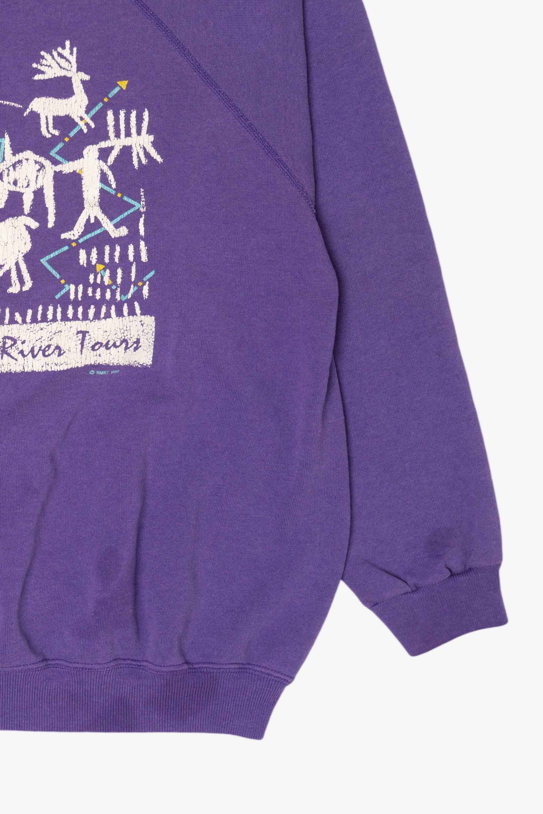Vintage Purple Rocky Mountain River Tours Raglan Sweatshirt (1990s)
