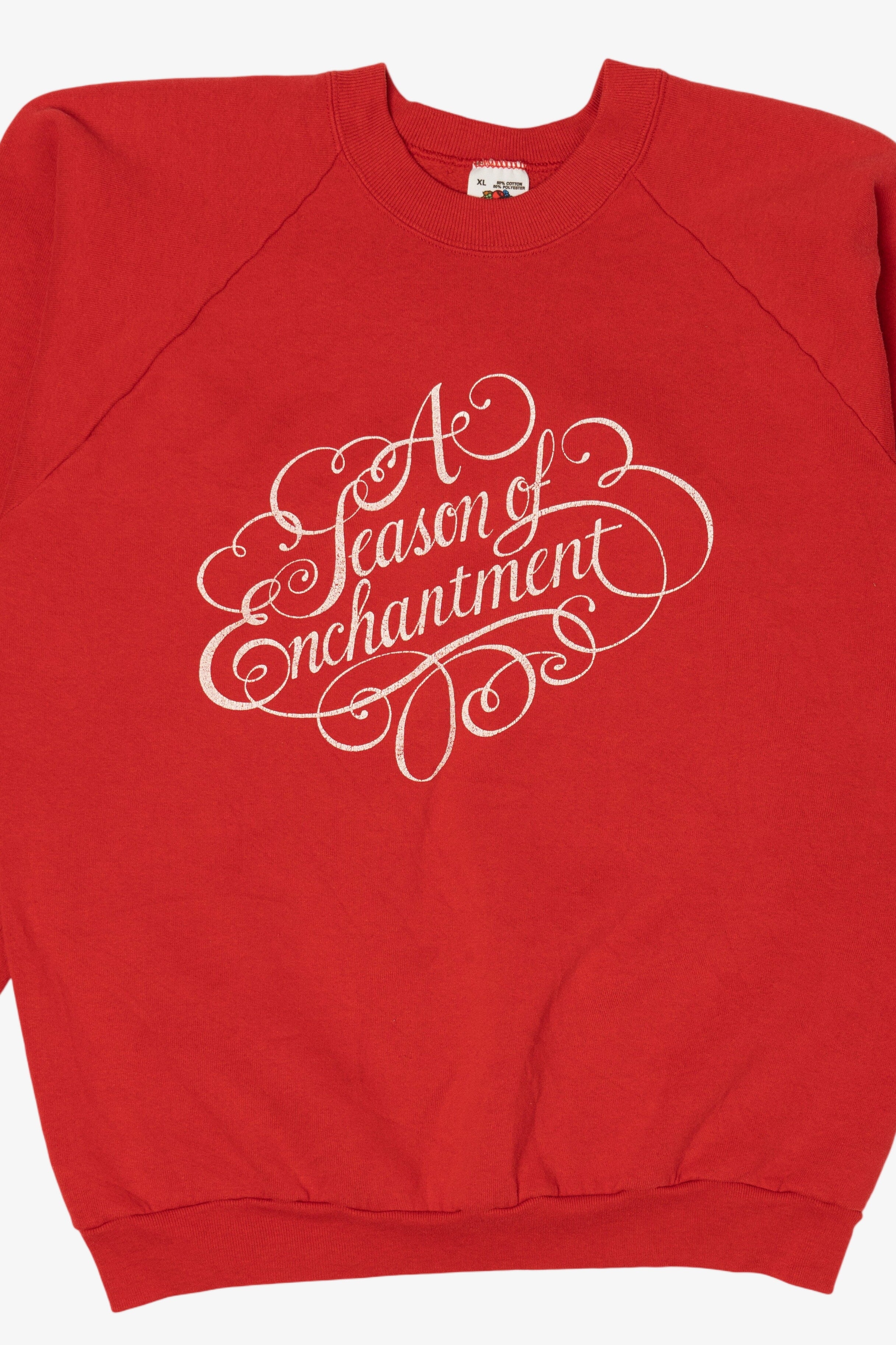 Vintage Red "A Season Of Enchantment" Staten Island Mall Raglan Sweatshirt (1990s)